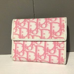 Pink Dior monogram wallet